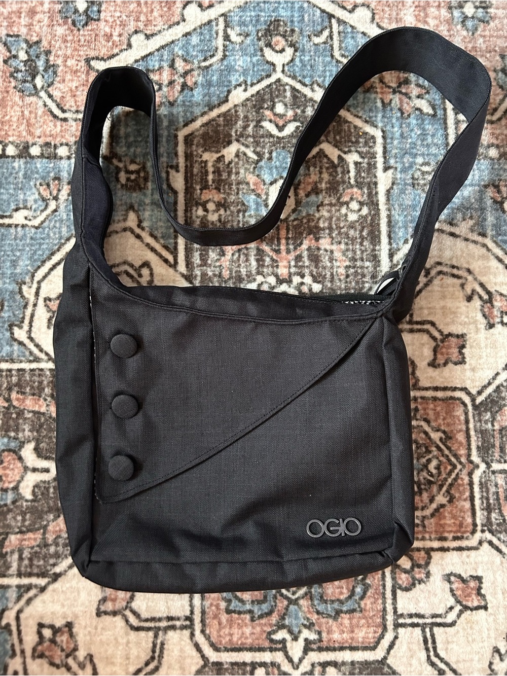 OGIO Black Brooklyn Tablet Purse with Button Accents